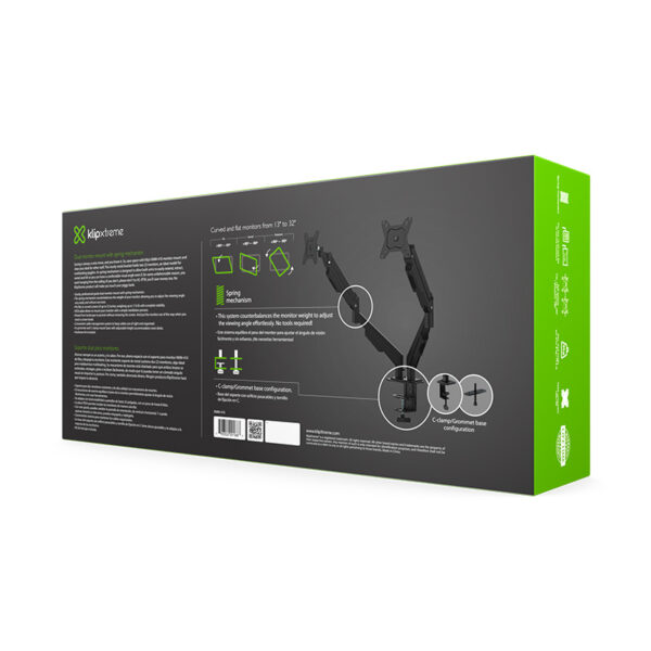 Brazos para monitor doble klipxtreme