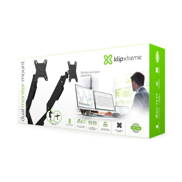 Brazos para monitor doble klipxtreme