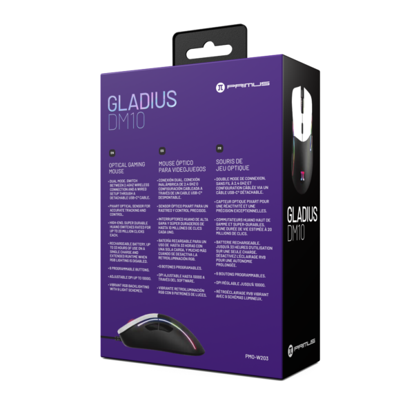 Mouse Primus Gaming Wireless Gladius DM10 PMO-W203 RGB