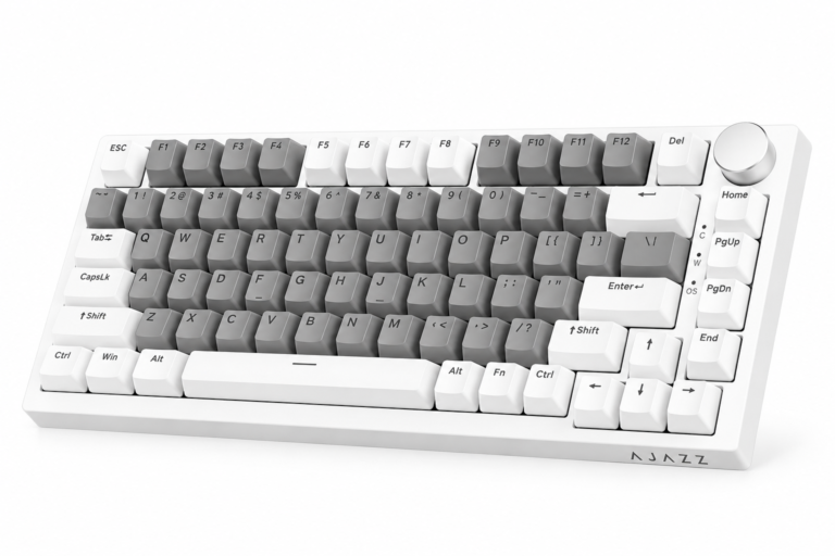 Teclado mecánico AJAZZ AK820 blanco y gris, formato compacto 75 %