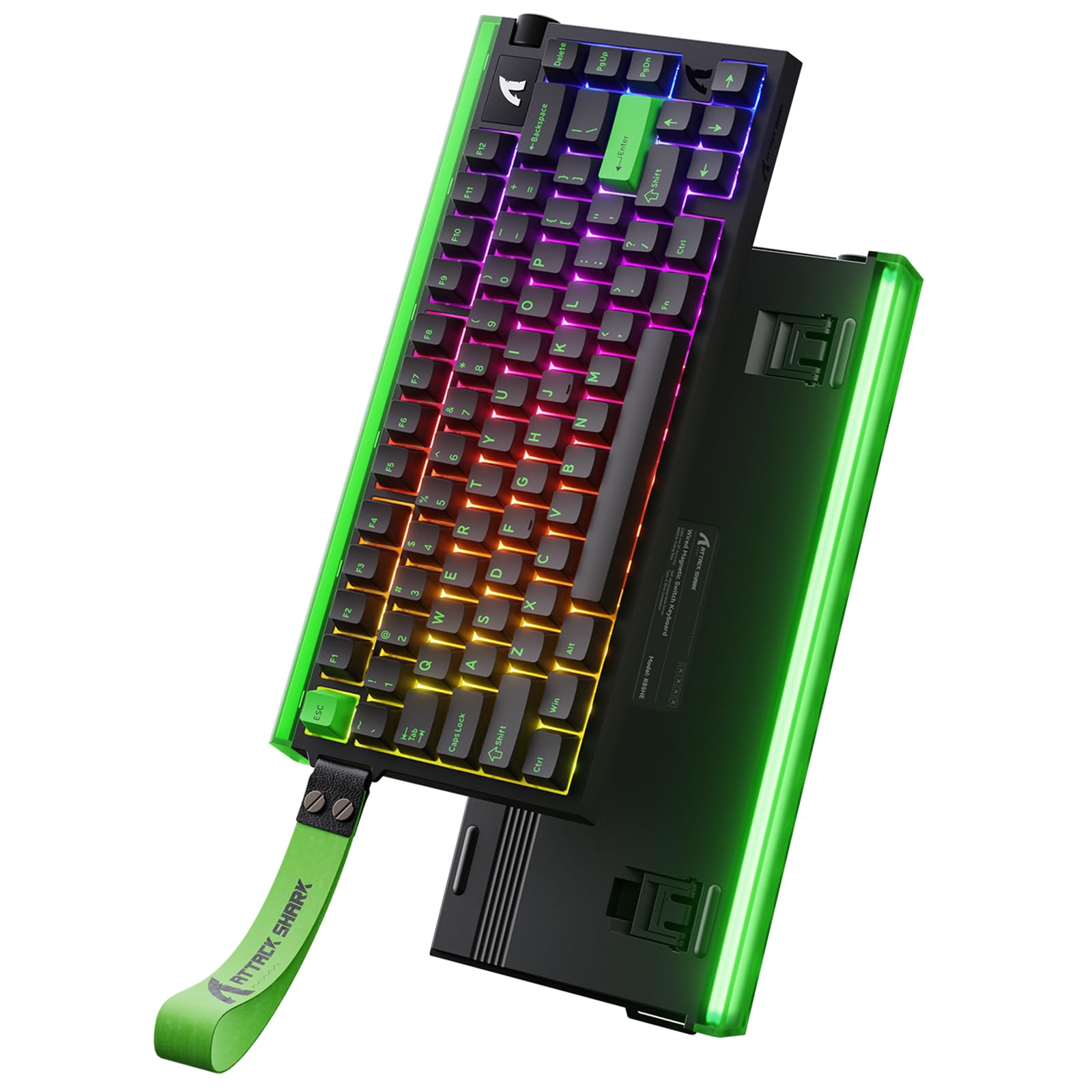 ATTACK SHARK R85 HE negro verde diagonal