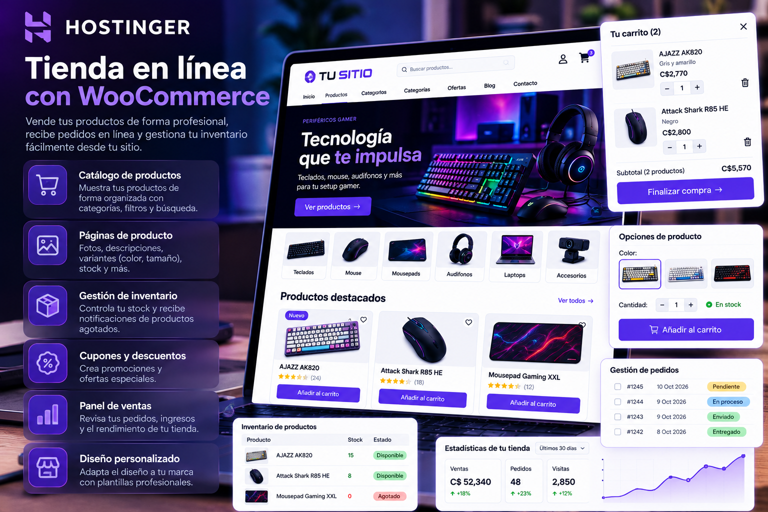 Ejemplo ilustrativo de tienda en línea con WooCommerce y carrito de compras
